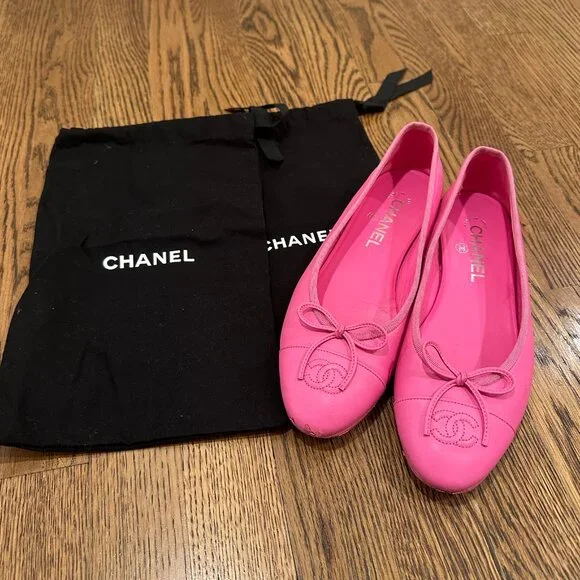 Extremely RARE Pink Lambskin Chanel Ballerina Size 38.5 - Picture 2 of 8